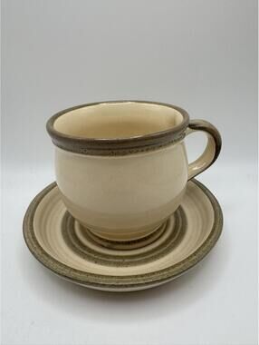 Vintage Laurentien Pottery Cup and Saucer Set - Made in Canada Art Stoneware